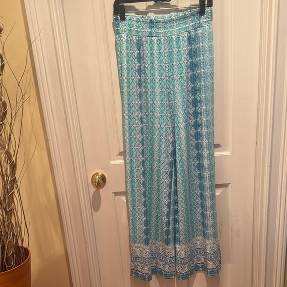 Pants - Cabana Life NWT  Blue Patterned Wide-Leg Pants